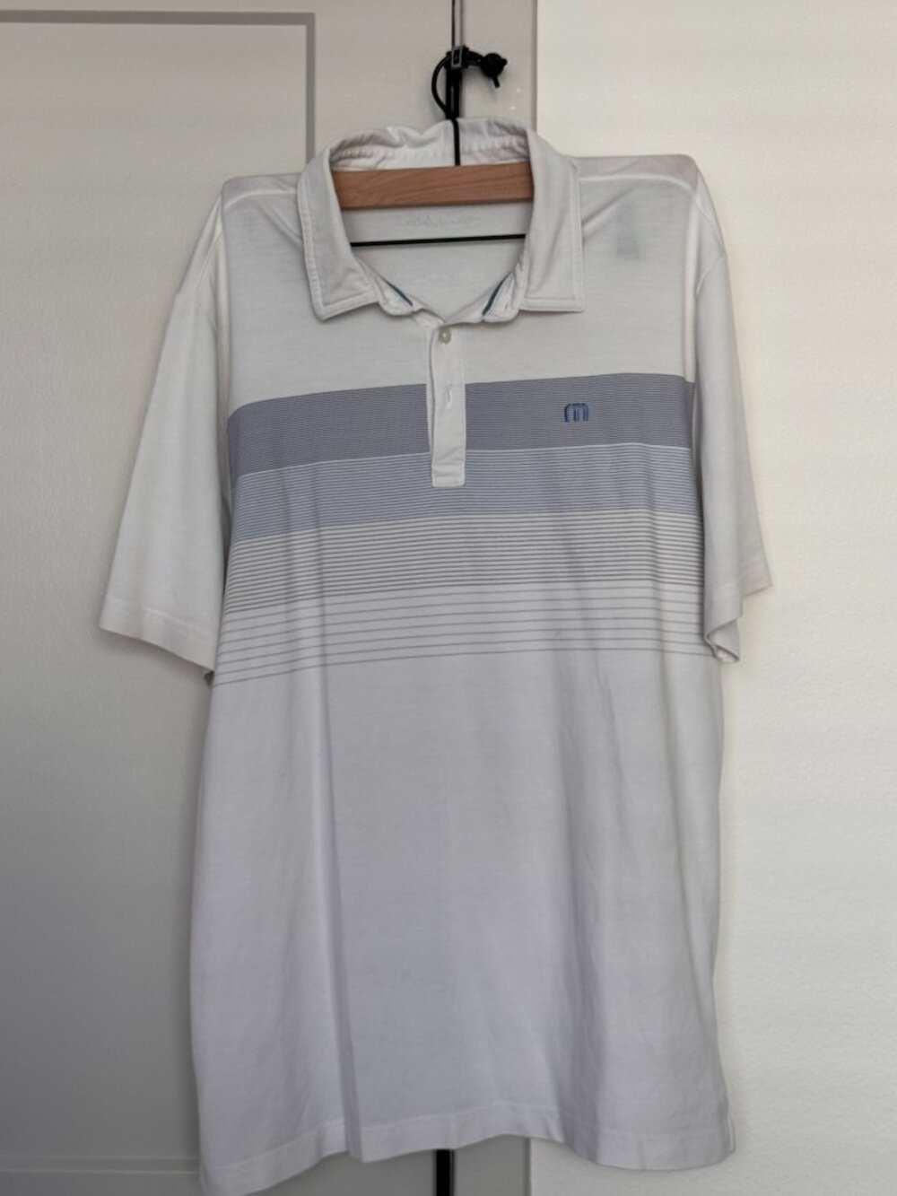 TRAVIS MATHEW Men's White Polo Short Sleeve Shirt Regular LARGE